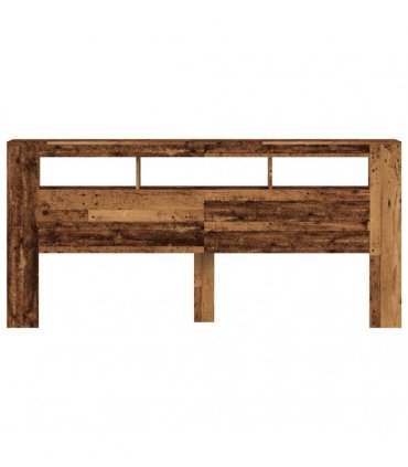 vidaXL LED Headboard Old Wood 220x18.5x103.5 cm Engineered Wood