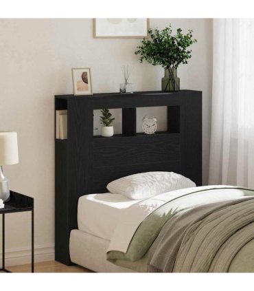 vidaXL LED Headboard Black Oak 100 x 18.5 x 103.5 cm Engineered Wood