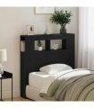 vidaXL LED Headboard Black Oak 100 x 18.5 x 103.5 cm Engineered Wood