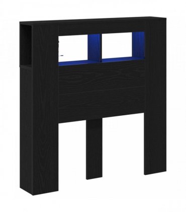 vidaXL LED Headboard Black Oak 100 x 18.5 x 103.5 cm Engineered Wood