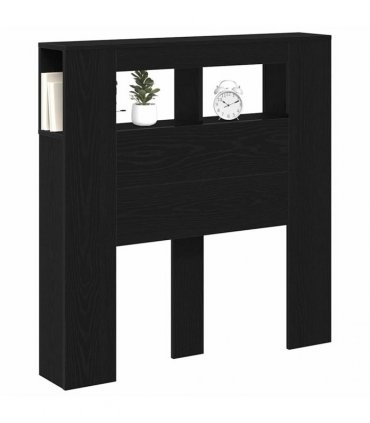 vidaXL LED Headboard Black Oak 100 x 18.5 x 103.5 cm Engineered Wood