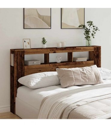 vidaXL LED Headboard Old Wood 180x18.5x103.5 cm Engineered Wood