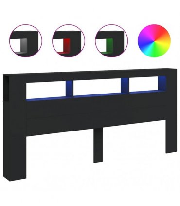 vidaXL LED Headboard Black 220x18.5x103.5 cm Engineered Wood