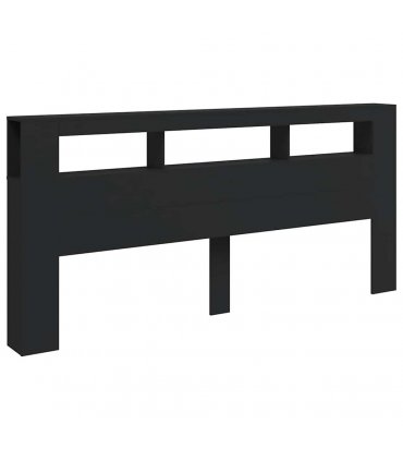 vidaXL LED Headboard Black 220x18.5x103.5 cm Engineered Wood