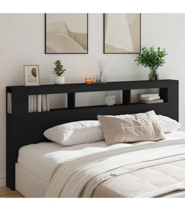 vidaXL LED Headboard Black 220x18.5x103.5 cm Engineered Wood