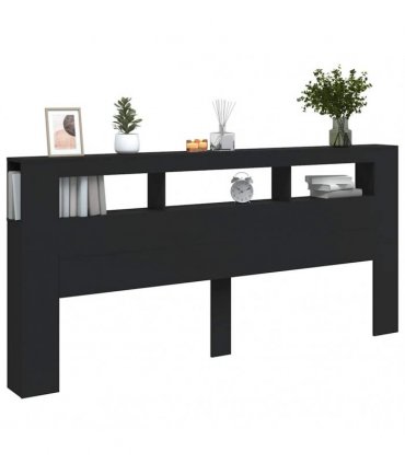 vidaXL LED Headboard Black 220x18.5x103.5 cm Engineered Wood