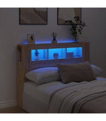 vidaXL LED Headboard Sonoma Oak 140x18.5x103.5 cm Engineered Wood