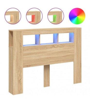 vidaXL LED Headboard Sonoma Oak 140x18.5x103.5 cm Engineered Wood