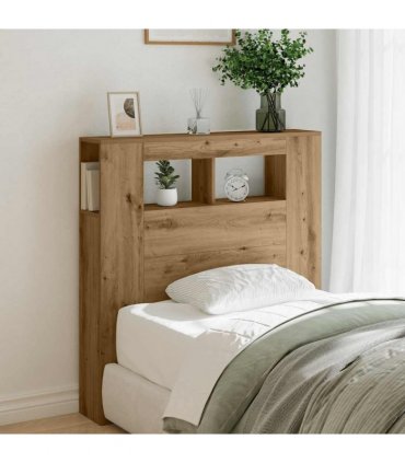 vidaXL LED Headboard Artisan Oak 100x18.5x103.5 cm Engineered Wood