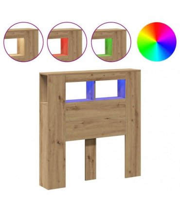vidaXL LED Headboard Artisan Oak 100x18.5x103.5 cm Engineered Wood