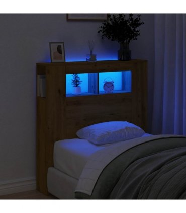 vidaXL LED Headboard Artisan Oak 100x18.5x103.5 cm Engineered Wood