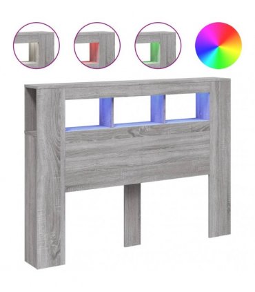 vidaXL LED Headboard Grey Sonoma 140x18.5x103.5 cm Engineered Wood