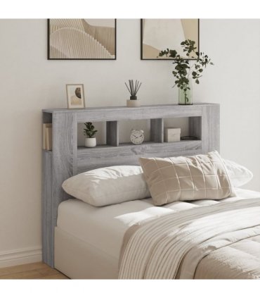 vidaXL LED Headboard Grey Sonoma 140x18.5x103.5 cm Engineered Wood