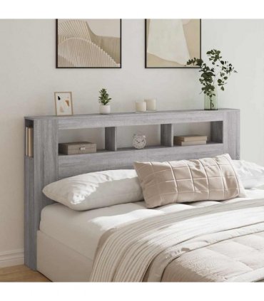 vidaXL LED Headboard Grey Sonoma 180x18.5x103.5 cm Engineered Wood