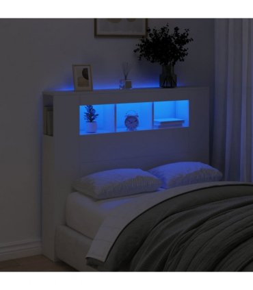 vidaXL LED Headboard White 120x18.5x103.5 cm Engineered Wood