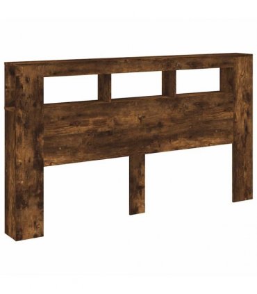 vidaXL LED Headboard Smoked Oak 180x18.5x103.5 cm Engineered Wood