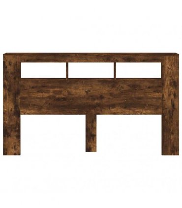 vidaXL LED Headboard Smoked Oak 180x18.5x103.5 cm Engineered Wood