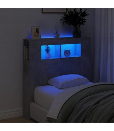 vidaXL LED Headboard Concrete Grey 100x18.5x103.5 cm Engineered Wood