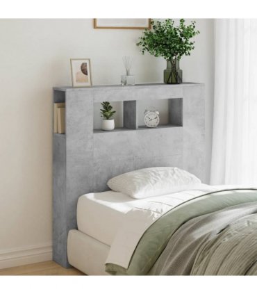 vidaXL LED Headboard Concrete Grey 100x18.5x103.5 cm Engineered Wood
