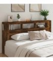vidaXL LED Headboard Smoked Oak 200 cm Engineered Wood
