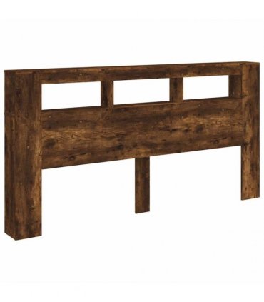 vidaXL LED Headboard Smoked Oak 200 cm Engineered Wood