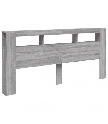 vidaXL LED Headboard Grey Sonoma 220x18.5x103.5 cm Engineered Wood