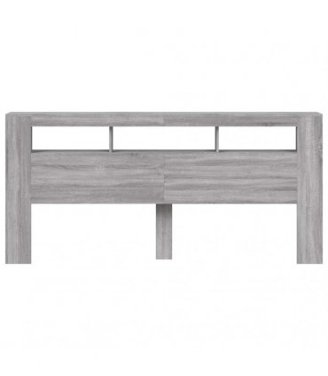 vidaXL LED Headboard Grey Sonoma 220x18.5x103.5 cm Engineered Wood
