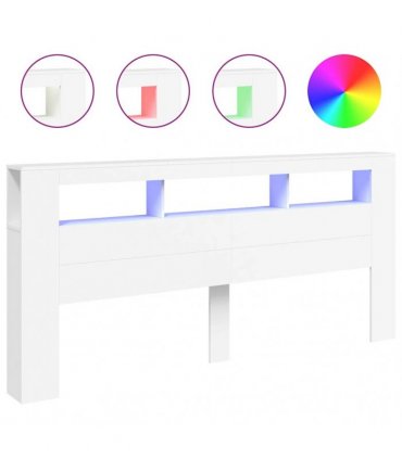 vidaXL LED Headboard White 220x18.5x103.5 cm Engineered Wood