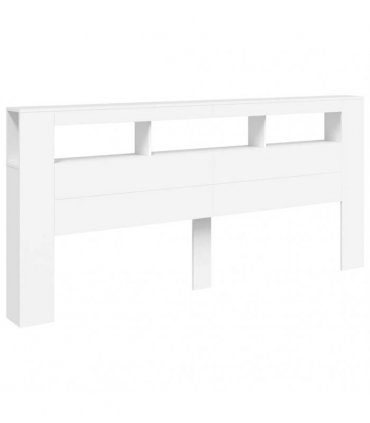 vidaXL LED Headboard White 220x18.5x103.5 cm Engineered Wood