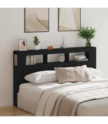 vidaXL LED Headboard Black Oak 180 x 18.5 x 103.5 cm Engineered Wood