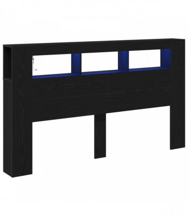 vidaXL LED Headboard Black Oak 180 x 18.5 x 103.5 cm Engineered Wood