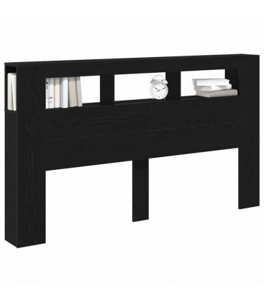 vidaXL LED Headboard Black Oak 180 x 18.5 x 103.5 cm Engineered Wood