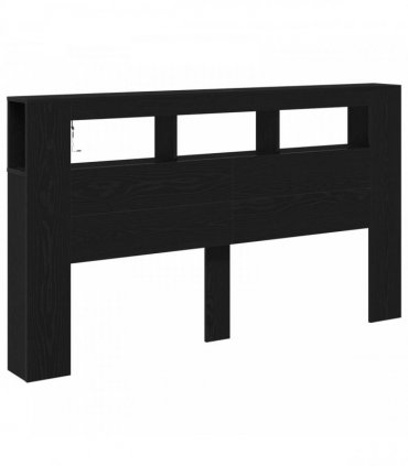 vidaXL LED Headboard Black Oak 180 x 18.5 x 103.5 cm Engineered Wood