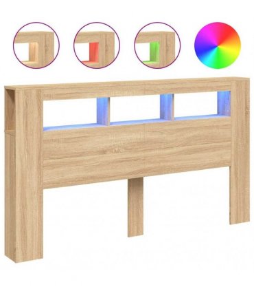 vidaXL LED Headboard Sonoma Oak 180x18.5x103.5 cm Engineered Wood