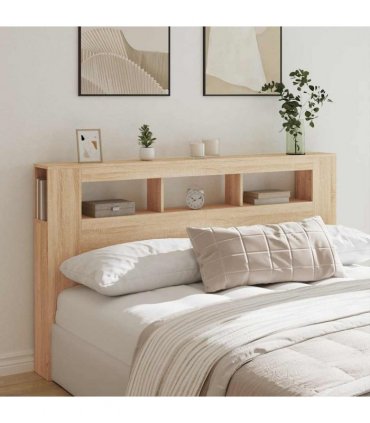 vidaXL LED Headboard Sonoma Oak 180x18.5x103.5 cm Engineered Wood