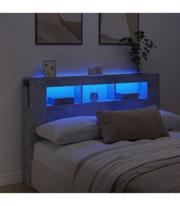 vidaXL LED Headboard Concrete Grey 160x18.5x103.5 cm Engineered Wood