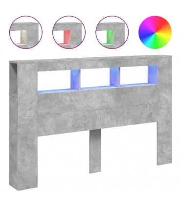 vidaXL LED Headboard Concrete Grey 160x18.5x103.5 cm Engineered Wood