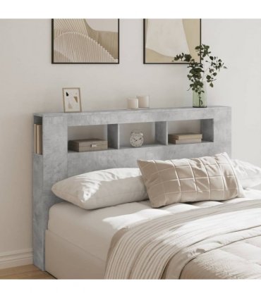 vidaXL LED Headboard Concrete Grey 160x18.5x103.5 cm Engineered Wood