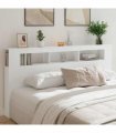 vidaXL LED Headboard White 200 cm Engineered Wood