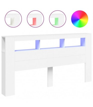 vidaXL LED Headboard White 200 cm Engineered Wood