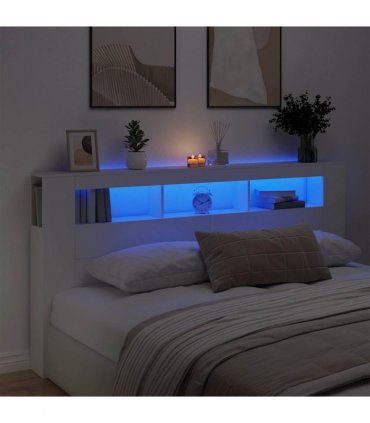 vidaXL LED Headboard White 200 cm Engineered Wood