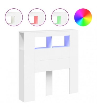 vidaXL LED Headboard White 100x18.5x103.5 cm Engineered Wood