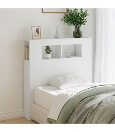 vidaXL LED Headboard White 100x18.5x103.5 cm Engineered Wood