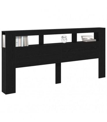 vidaXL LED Headboard Black Oak 220 x 18.5 x 103.5 cm Engineered Wood