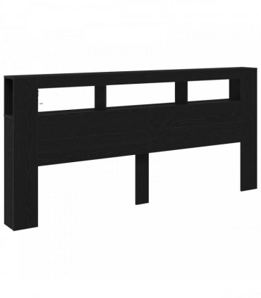 vidaXL LED Headboard Black Oak 220 x 18.5 x 103.5 cm Engineered Wood
