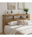 vidaXL LED Headboard Artisan Oak 200x18.5x103.5 cm Engineered Wood