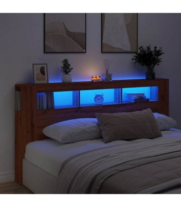 vidaXL LED Headboard Artisan Oak 200x18.5x103.5 cm Engineered Wood