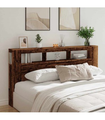 vidaXL LED Headboard Old Wood 200x18.5x103.5 cm Engineered Wood
