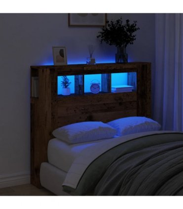 vidaXL LED Headboard Old Wood 120x18.5x103.5 cm Engineered Wood
