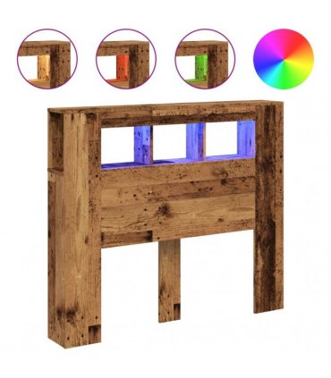 vidaXL LED Headboard Old Wood 120x18.5x103.5 cm Engineered Wood